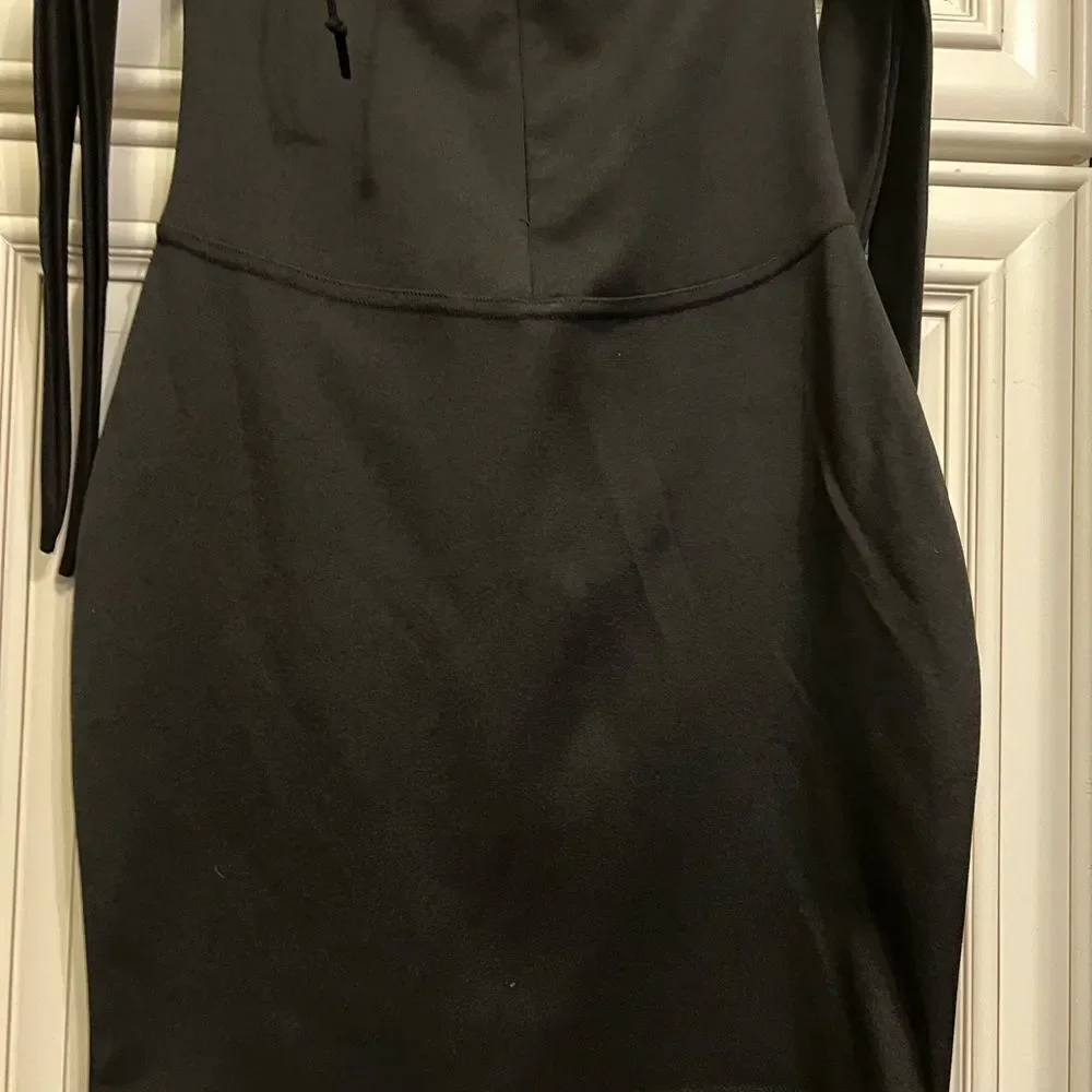 Missguided lace up black & suede  mini dress M